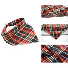 Lionheart glory Dog Bandana 1 Pack Washable Soft Cotton Christmas Bib Scarf, Adjustable Kerchief Square Dog Bandanas for Small Dogs Checked Bandanas