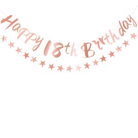 Girls 18th Birthday Banner Rose Gold Happy 18th Birthday Banner 18th Banner 18th Birthday Party Banner by Wonsta