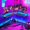 SEVEN WARRIOR L Shaped Gaming Desk with LED Lights &