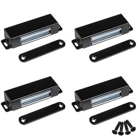 WOOCH Magnetic Door Catch - 50lb High Magnetic Stainless Steel Heavy Duty Catch for Kitchen Bathroom Cupboard Wardrobe Closet Closures Cabinet Door Drawer Latch (Black, 4-Pack)