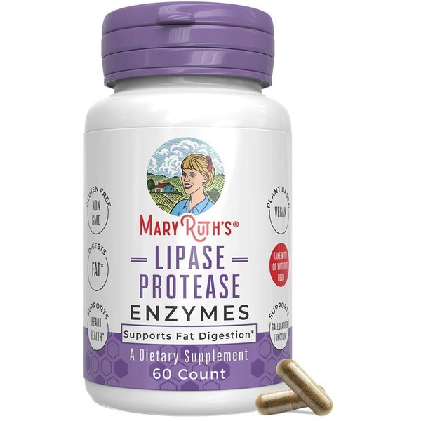 Ultra Lipase Enzymes for Liver Detox & Fat Digestion by MaryRuth's - Digestive Enzymes Supporting Healthy Cholesterol Levels and Nutrient Absorption - Vegan Lipase Protease Supplement - 60 Count