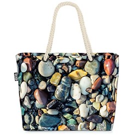 VOID Stone Beach Colourful Pebble Beach Bag Shopper 58 x 38 x 16 cm 23L XXL Shopping Bag Travel Bag Beach Bag