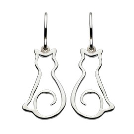 Dew Sterling Silver Cat Drop Earrings