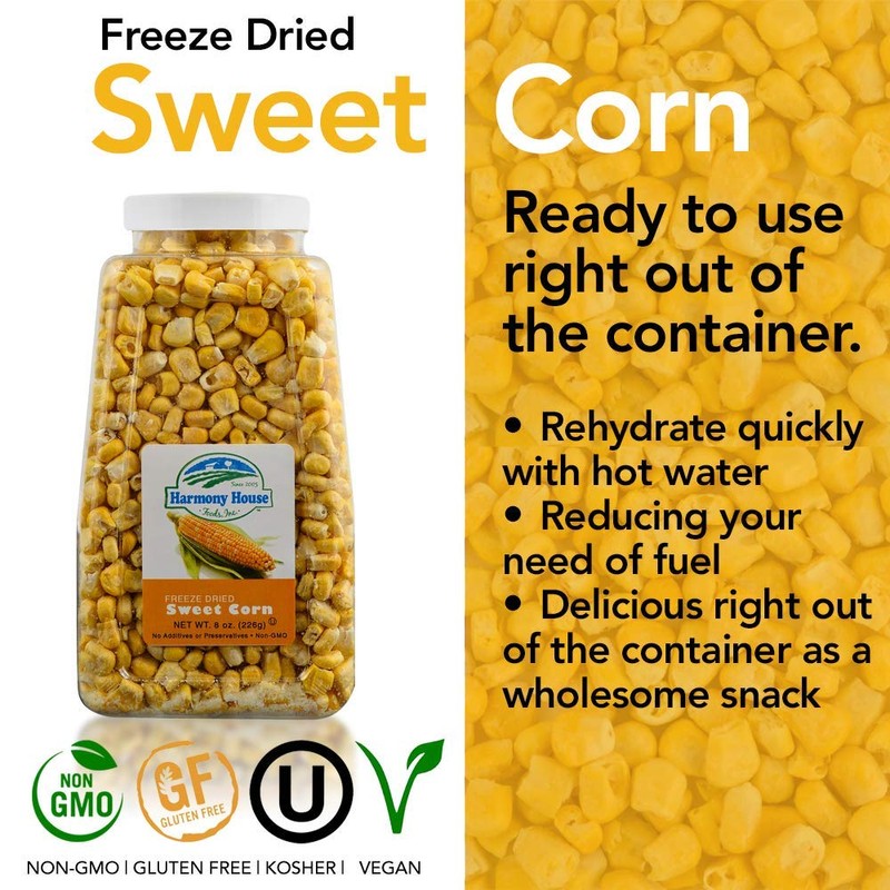 Premium Sweet Corn Freeze-Dried - 100% Natural, Healthy Snack, 8
