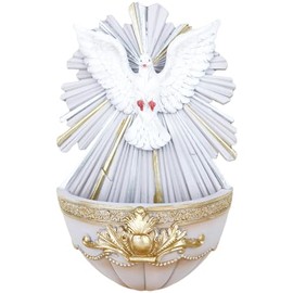 Cannan Espíritu Santo Fuente De Agua Bendita para Pared 7.5"" Holy Spirit Wall-Mounted Holy Water Font, White