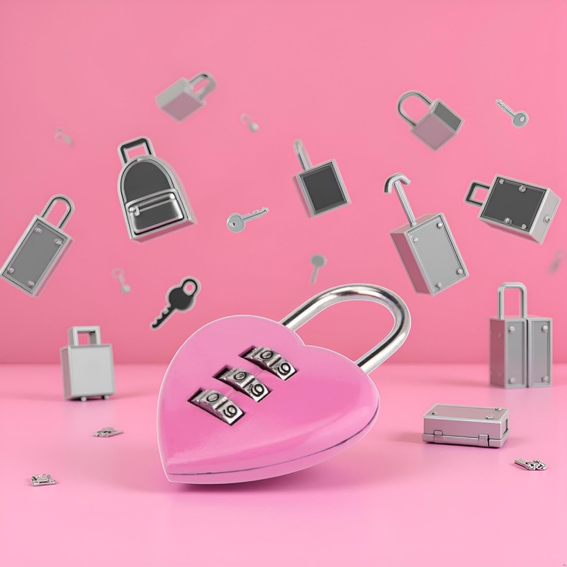 Pink Love Heart Shape Combination Padlock for Girls Women,Mini 3-Digit