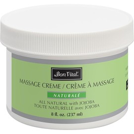 Bon Vital' Naturale Massage Creme, Professional Massage Therapy Cream with Natural Ingredients for an Earth-Friendly Massage, Full Body Daily Moisturizer for Smooth Skin, 8 Ounces (Packaging May Vary)