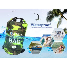 Idefair Waterproof Bag / Backpack - Floating Dry Backpack / Beach Bag - Lightweight Dry Bag for the Beach, Boating, Fishing, Kayaking, Swimming, Rafting, Camping - 10L / 20L, green, 10l