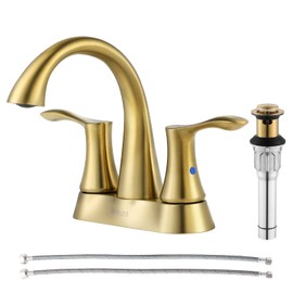 PARLOS 2-Handle Bathroom Sink Faucet with Metal Drain Assembly and Water Supply Hose, Brushed Nickel, Demeter 13625