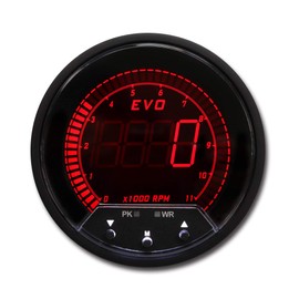 MOTOR METER RACING EVO Series 85mm 3-3/8" Digital Tachometer 11000 RPM Blue Red White Green LED Backlit Peak Recall Warning Function