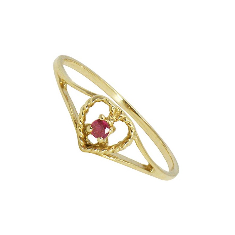 BJC© 9ct Yellow Gold Ruby Heart Solitaire Design Engagement Ring