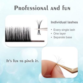 DF Lash Extension Volume Lash Extensions 0.03 D Curl 11mm Individual Lash Extensions Classic Eyelash Extensions Soft Matte Black Single Lashes Professional Salon Use