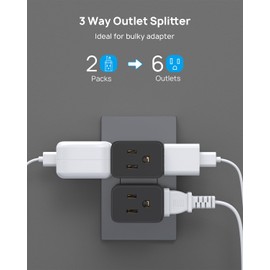 TROND 2 Pack Multi Plug Outlet Extender, Wall Outlet Splitter with 3 Way Plug, 3-Sided Multiple Electrical Expander, Mini Travel Adapter Spaced for Cruise Ship Essentials Home Office Supplies, Black