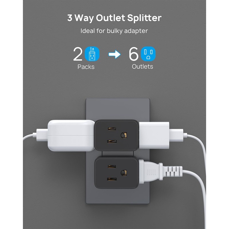 TROND 2 Pack Multi Plug Outlet Extender, Wall Outlet Splitter