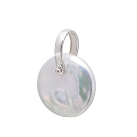 16 MM Freshwater Cultured Coin Pearl Charm Sterling Silver Horseshoe Pendant (No Chain)