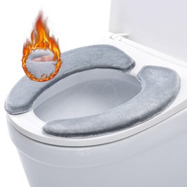 Toilet Seat Cover, Toilet Warmer Pad, Toilet Cover Pad, 2 Pieces Soft Bathroom Toilet Seat, Toilet Seat Cover, Washable, Plush Toilet Seat Covers, Warm Universal Toilet Seat Pad, Washable, Soft for