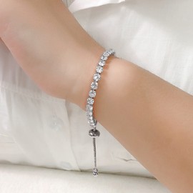 2pcs Tennis Bracelet for Women Zircon Tennis Bracelet Rhinestone Charm Bracelet Prom Bracelet Jewelry for Women Girls