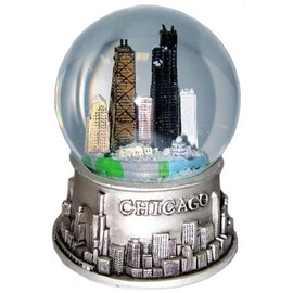 Great Chicago gifts Chicago Snow Globe - 65mm - Skyline - Silver Pewter Look