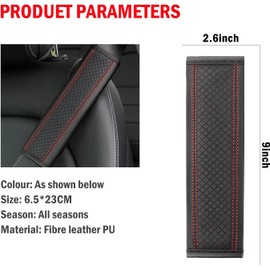 1PCS Car Seat Belt Cover, Soft Shoulder Strap Covers Harness Pads, Safety Leather Seatbelt Comfort Driving Cushion Protect Your Neck and Shoulder Universal for Car, SUV (Black+Red)