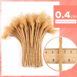 Teresa 4 Inch 0.4cm Width Loc Extension Human Hair #27 Honey Blonde Color 20 Strands Permanent Locs Extensions Can Be Dyed and Bleached for Men/Women/Kids Real Dreadlock Extensions Human Hair