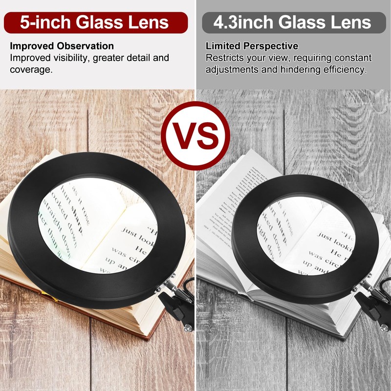 12X Magnifying glass with Light and Stand,5 Inches 2-in-1 Lighted