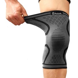 BODVITALS Knee Compression Sleeve for Men & Women | Knee Support for Running, Gym, Crossfit, Sports, Joint Stability, Elastic Knee Sleeve for Exercise, Recovery & Active Performance (Black, L)