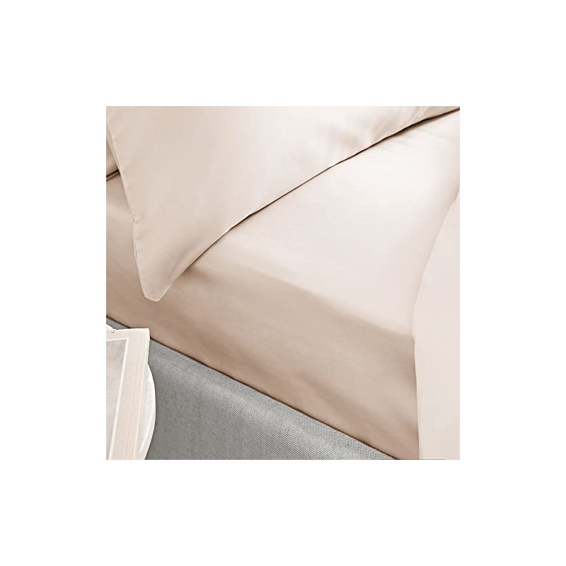Bianca 400 Thread Count Cotton Sateen Single Fitted Sheet Oyster