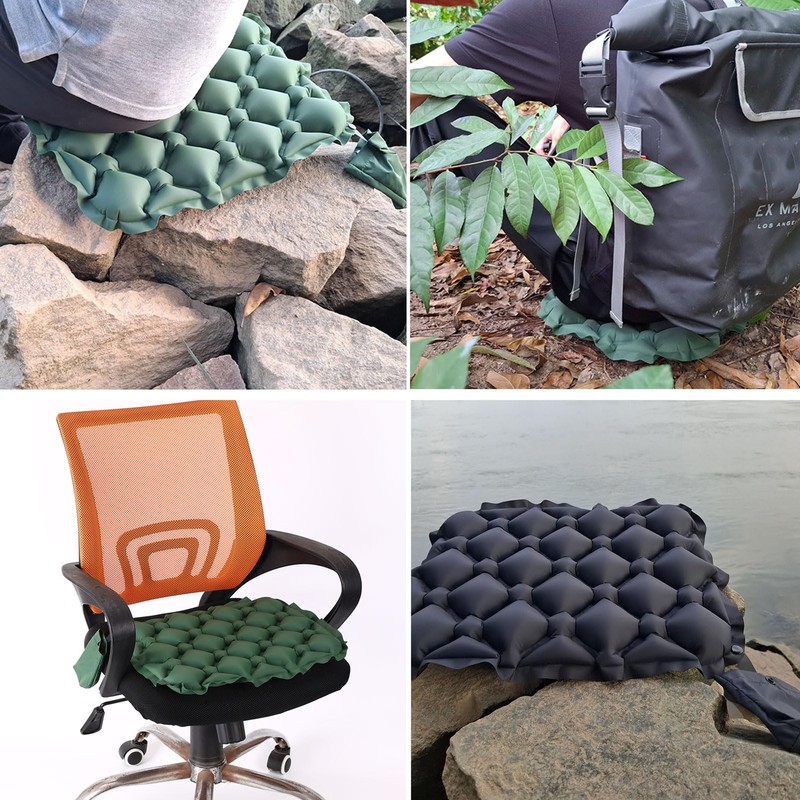 Azarxis レジャーシート エアーマット キャンプ コンパクト 軽量 お尻 1人用 クッション 座布団