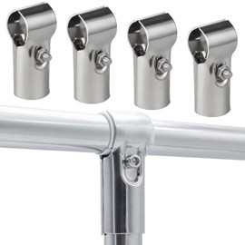 JDCMEI T-Pipe Connectors 25 mm, T-Pipe Clamp Connector, Structural Pipe Connector, Chain Link Fence Clamp, Stainless Steel Corner Connector, End Rail Clamp for Chain Link Fence and Railing, Pack of 4