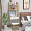 Costway 2-in-1 Vanity Table Set Flip Top Mirror Ladder Storage