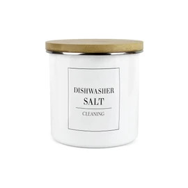 Purely Home Minimalist Range Dishwasher Salt Storage Canister - White Metal Enamel Kitchen and Bathroom Storage Container