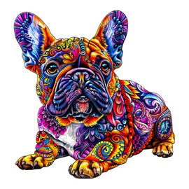 Wooden Puzzles for Adults, Jigsaw Puzzles for Adults Kids, French Bulldog Wooden Puzzle Unique Shaped Wood Puzzles Adult, Birthday Gifts for Friends Family Game (13.4 * 12.8in 250pcs)