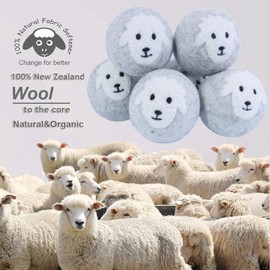 Budieggs Wool Dryer Balls Organic XL 6-Pack, 100% New Zealand Chemical Free Fabric Softener for 1000+ Loads, Baby Safe & Hypoallergenic, Reduce Wrinkles & Shorten Drying Time Naturally (Grey Sheep)