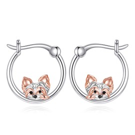 JERWLI Yorkie Earrings 925 Sterling Silver Dog Hoop Earrings Yorkie Jewelry Gifts for Women