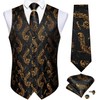 DiBanGu Black Gold Vest and Tie Set for Men Suit