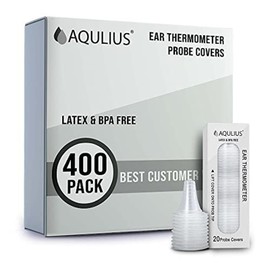 Aqulius Ear Thermometer Probe Covers - Compatible with Braun Thermoscan IRT6520, IRT6020 & Phillips IRT3030-400 Count Single-Use Bulk Refill Pack - Disposable Ear Thermometer Covers & Probe Caps