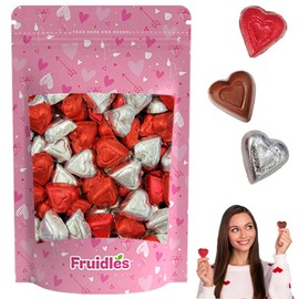 Happy Valentine's Day Milk Chocolate Hearts in Bag, Creamy Chocolaty Hearts in Red and Silver Foils, Holiday Treats, Individually Wrapped, Kosher Certified Dairy (1 Pound)