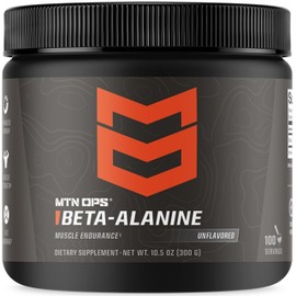 MTN OPS Beta Alanine Powder Pre Workout for Muscle Endurance & Strength, 3g of Beta Alanine per Serving, Unflavored 100 Servings