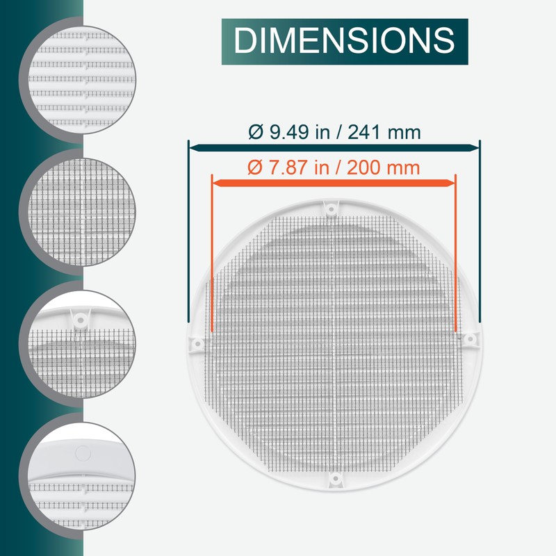 Ecopro Vent / Ø8" Inch Opening Diameter / White Round