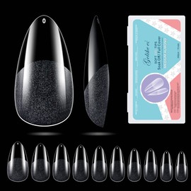Gelike EC 240PCS Soft Gel Nail Tips Kit - Clear Cover Full Nail Extensions - Medium Almond Pre-shaped Acrylic False Gelly Nail Tips 10 Sizes for DIY Salon Gift Nail Extensions