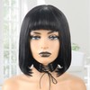 SAKALAKA Bob Wig with Bangs Human Hair 180 Density 3x1