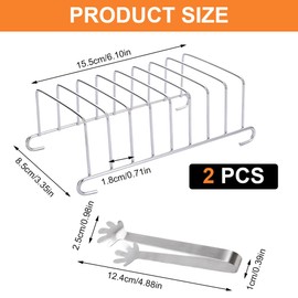 Pack of 2 Toast Racks, Air Fryer, 15.5 cm Stainless Steel Bread Display with Clip, Slice Toast Rack Bread, Toast Rack Organiser, Air Fryer Accessories for Kitchen Restaurants Wedding Birthday Party