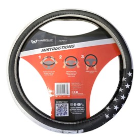 Monochrome Americana Flag Steering Wheel Cover – Premium PVC, Anti-Slip Grip, Universal Fit, Durable & Waterproof for Cars, SUVs & Trucks (15-inch)