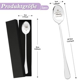 Father's Day Gift for Dad Mother's Day Gifts for Mum Gifts for Parents 2 Pieces Spoons Stainless Steel with Engraving Gifts for Dad and Mum Birthday Gift for Dad Mother Gift for Father