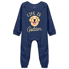 Life is Golden(Golden Retriever) Infant Short Sleeve 100% Cotton Bodysuit/Long Sleeve Romper/Sleeveless Jumpsuit