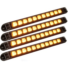 (4) Sparkling Amber LED 17" Identification Light Bar/Emergency Turn Signal for Truck Trailer RV