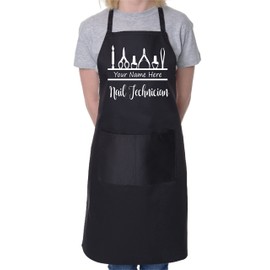 Print4U Personalise This Apron Nail Technician Add Name Or Company Name Here Black
