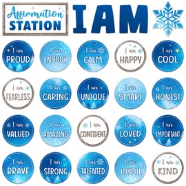 Frienda Winter Affirmation Station Bulletin Board Set Motivational Posters Classroom Mirror Growth Mindset Decor I Am Positive Affirmations Accents Cutouts School Office Home Wall Supply