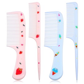 Giantree 4Pcs Baby Hair Comb, Kids Hairs Brush Set for Girls Boys, Cute Hairs Comb Set Toddler Hairs Brush, Mini Comb Rat Tail Styling for Toddler Child's Hair(Style B)