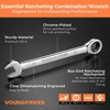 8-Piece Metric Ratcheting Combination Wrench Set, 72-Tooth, CR-V Steel